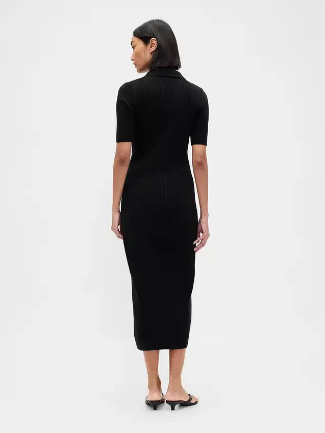 Robe-cardigan mi-longue CashSoft à col côtelé