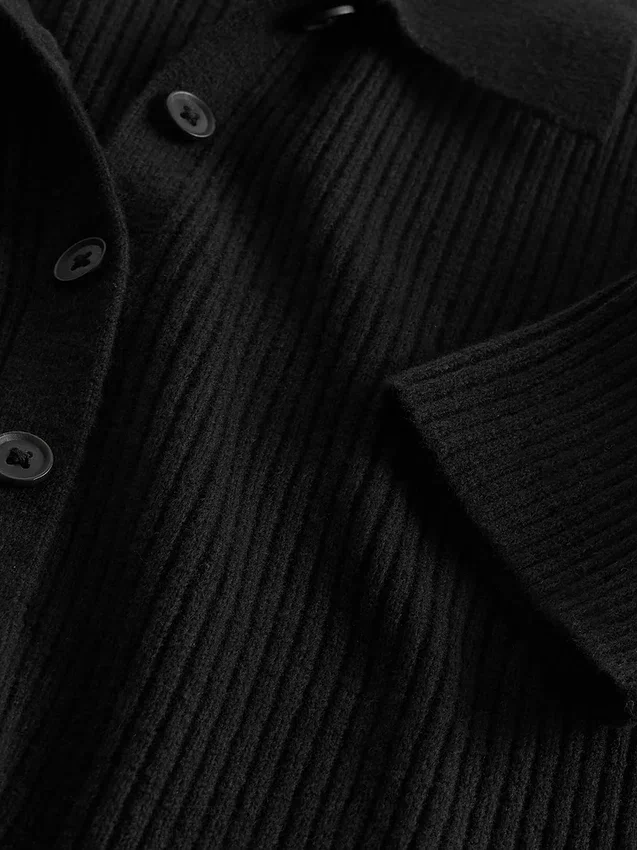 Robe-cardigan mi-longue CashSoft à col côtelé