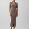 Robe-cardigan mi-longue à col côtelé CashSoft