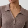 Robe-cardigan mi-longue à col côtelé CashSoft