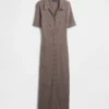 Robe-cardigan mi-longue à col côtelé CashSoft