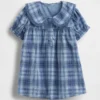 Robe à carreaux à col pour bébé