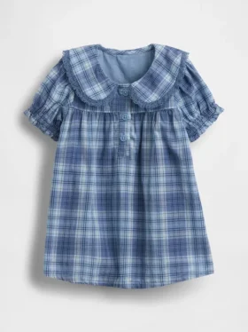 Robe à carreaux à col pour bébé