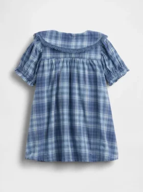 Robe à carreaux à col pour bébé
