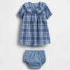 Robe à carreaux à col pour bébé