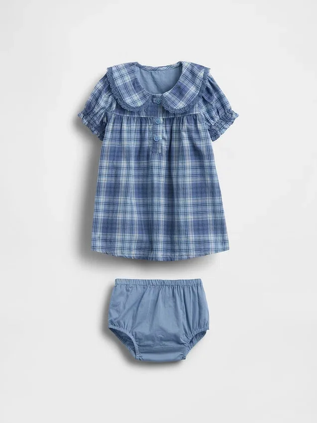 Robe à carreaux à col pour bébé