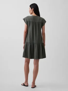 Robe chemise en gaze de coton à taille basse