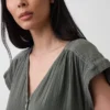 Robe chemise en gaze de coton à taille basse