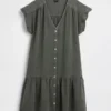 Robe chemise en gaze de coton à taille basse