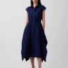 Robe-chemise en popeline à ourlet en pointe