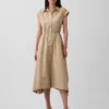Robe-chemise en popeline à ourlet en pointe