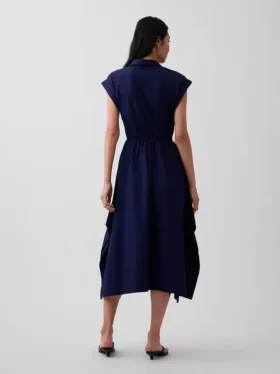 Robe-chemise en popeline à ourlet en pointe