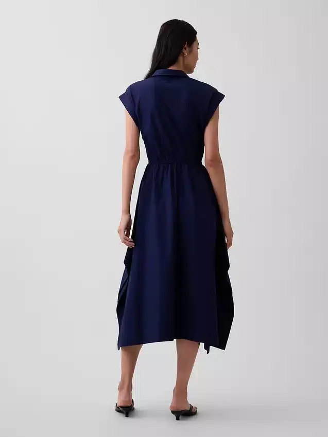 Robe-chemise en popeline à ourlet en pointe