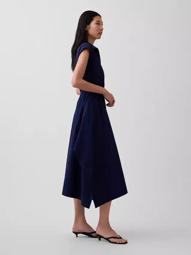 Robe-chemise en popeline à ourlet en pointe