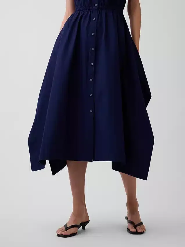 Robe-chemise en popeline à ourlet en pointe