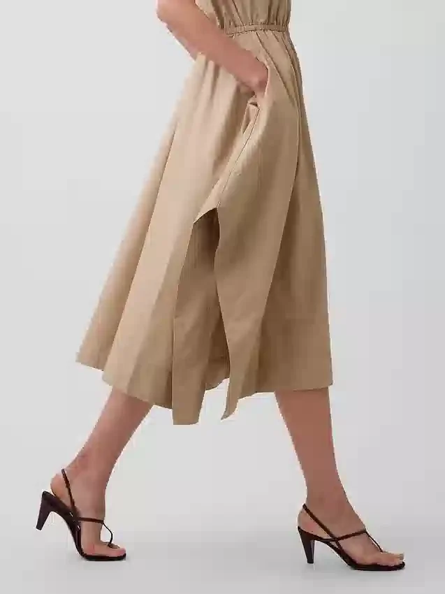Robe-chemise en popeline à ourlet en pointe
