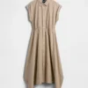 Robe-chemise en popeline à ourlet en pointe