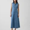 Robe chemise longue en denim ultra-doux