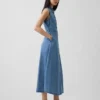 Robe chemise longue en denim ultra-doux