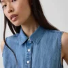 Robe chemise longue en denim ultra-doux