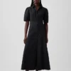 Robe chemise longue à manches bouffantes