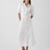 Robe chemise longue à manches bouffantes