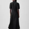 Robe chemise longue à manches bouffantes