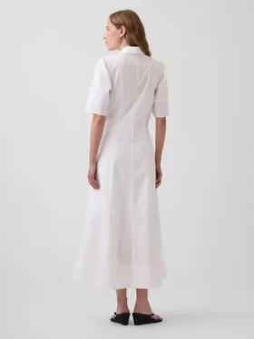 Robe chemise longue à manches bouffantes