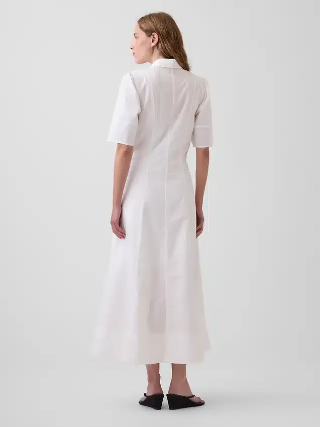 Robe chemise longue à manches bouffantes
