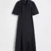 Robe chemise longue à manches bouffantes