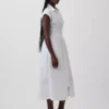 Robe chemise mi-longue cintrée en popeline