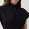 Robe chemise mi-longue cintrée en popeline