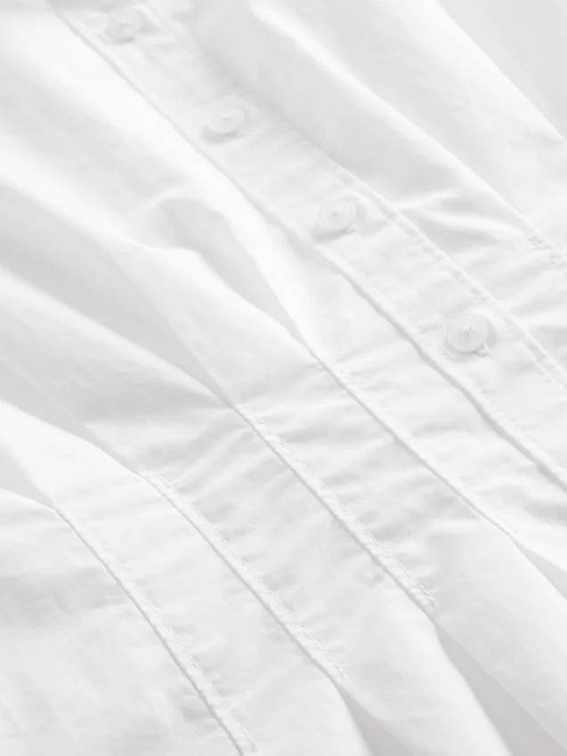 Robe chemise mi-longue cintrée en popeline
