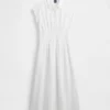 Robe chemise mi-longue cintrée en popeline