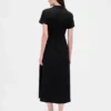 Robe chemise mi-longue en mélange de lin