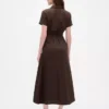Robe chemise mi-longue en mélange de lin