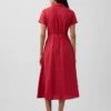 Robe chemise mi-longue en mélange de lin