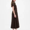 Robe chemise mi-longue en mélange de lin