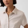 Robe chemise mi-longue en mélange de lin