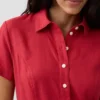 Robe chemise mi-longue en mélange de lin