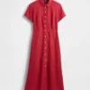 Robe chemise mi-longue en mélange de lin