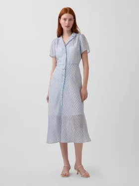 Robe chemise mi-longue transparente