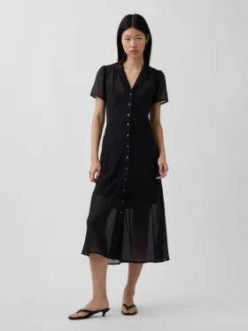 Robe chemise mi-longue transparente