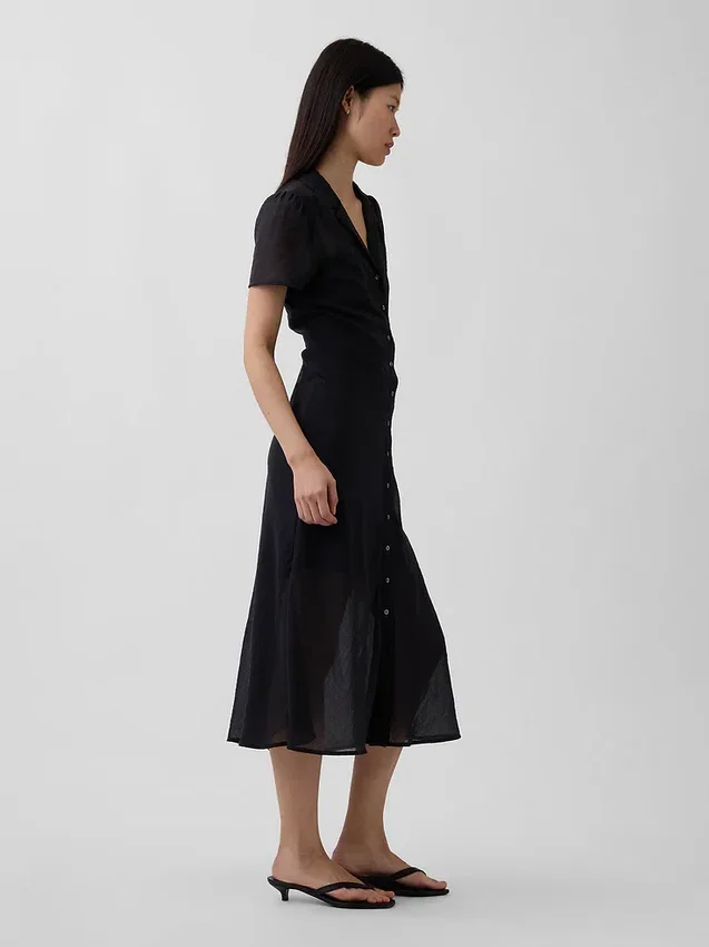 Robe chemise mi-longue transparente