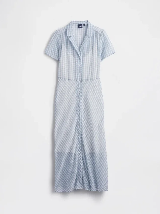 Robe chemise mi-longue transparente