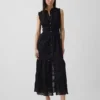 Robe chemise mi-longue à volants et bordure en dentelle