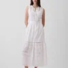 Robe chemise mi-longue à volants et bordure en dentelle