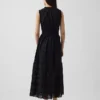 Robe chemise mi-longue à volants et bordure en dentelle