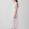 Robe chemise mi-longue à volants et bordure en dentelle