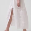 Robe chemise mi-longue à volants et bordure en dentelle
